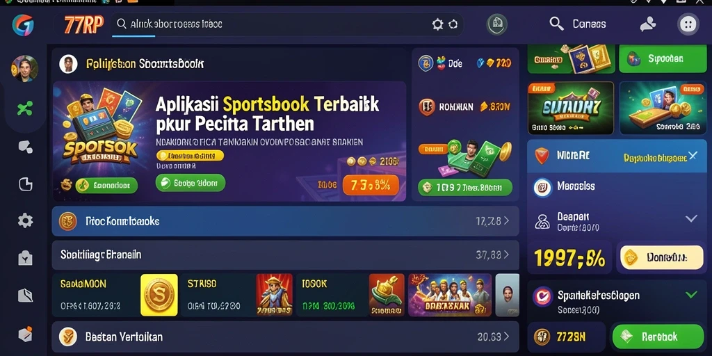 Tampilan gameplay aplikasi Sportsbook 77RP yang menarik dan interaktif.