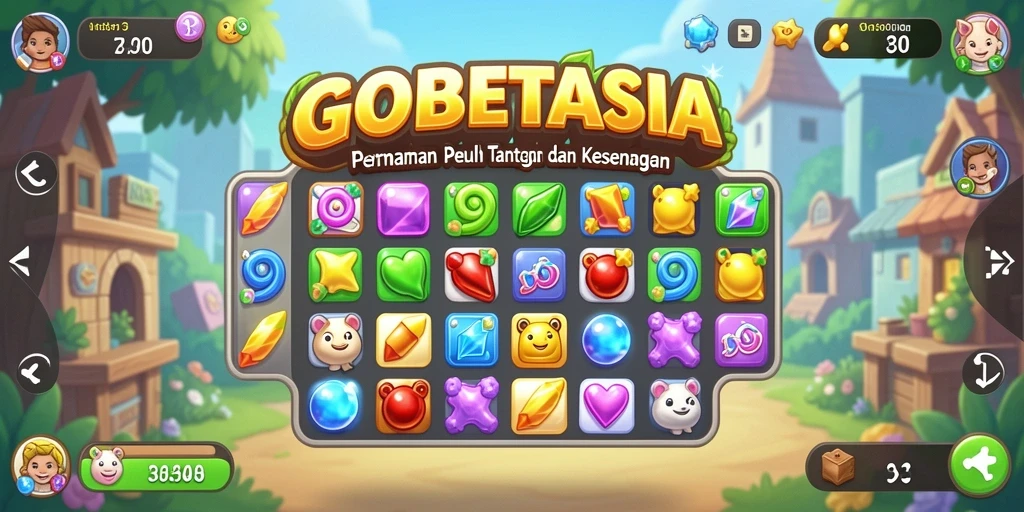 Screenshot utama GOBETASIA menampilkan gameplay seru Match-3 yang menarik.