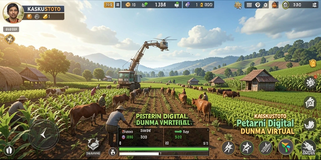 Tampilan gameplay KASKUSTOTO saat bertani di lahan virtual.