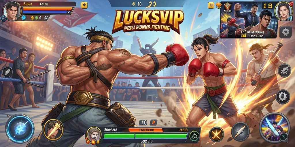 Tangkapan layar gameplay LUCKSVIP menampilkan pertarungan aksi yang mendebarkan.