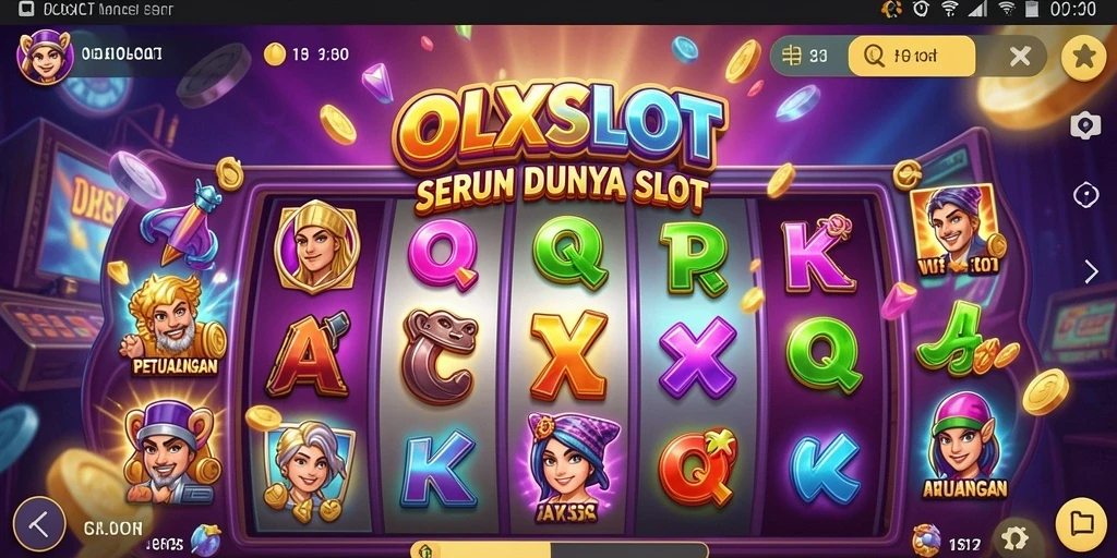 Tampilan layar permainan OLXSLOT menampilkan petualangan seru di dunia slot.