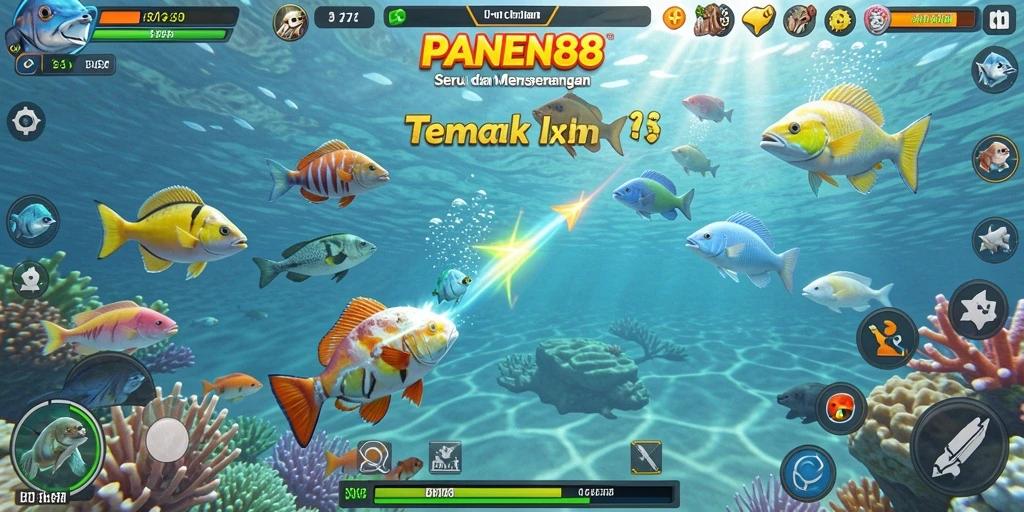 Tampilan gameplay seru dalam PANEN88 dengan berbagai ikan berharga.