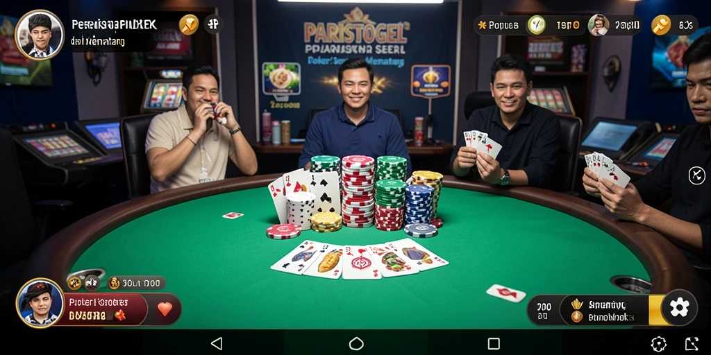 Screenshot utama PARISTOGEL menampilkan gameplay Poker yang mendebarkan.