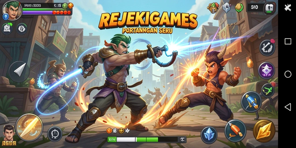 Tampilan gameplay menarik dari pertarungan karakter di REJEKIGAMES.