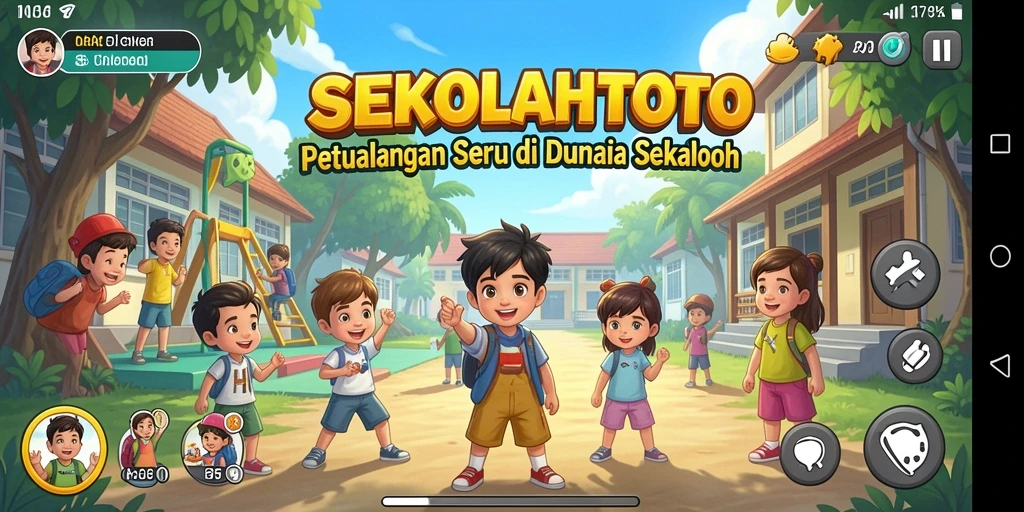 Tampilan gameplay <strong>SEKOLAHTOTO</strong> saat menjelajah dunia sekolah yang penuh petualangan.