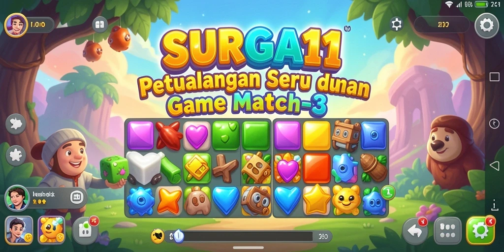 Tampilan gameplay SURGA11 yang menarik dalam genre Match-3.