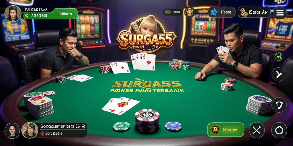Tampilan gameplay poker yang mendebarkan di SURGA55.