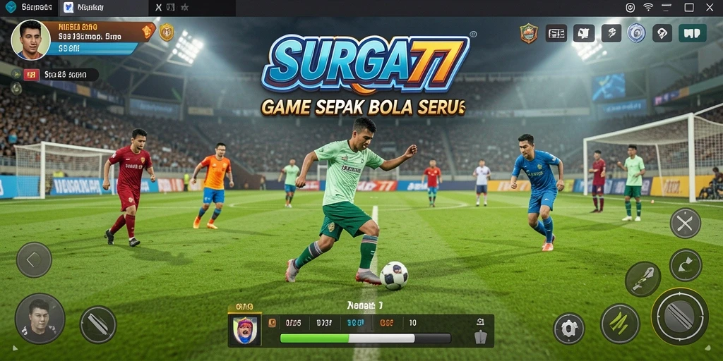 Gameplay SURGA77 yang menegangkan dengan aksi sepak bola seru.